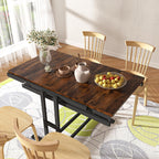Convertible Dining Table, Multipurpose Mahogany Storage Shelf, 2 in 1 Bookshelf to Kitchen Table, Space Saving Transformer Shelf Table for Dining Room, Living Room (Rustic Brown, 47.2 Inch)