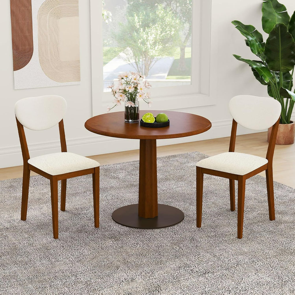 Giantex Sherpa Dining Chairs Set of 4, Modern Kitchen Chair w/Rubber Wood Legs, Padded Seat & Backrest, Armless Accent Side Chairs for Living Room, Dining Room, Restaurant