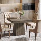 Tribesigns Square Dining Table for 4, 31.5-Inch Small Kitchen Table with Sturdy Pedestal Base, Farmhouse Dinner Table for Dining Room, Living Room, Kitchen, Light Gray