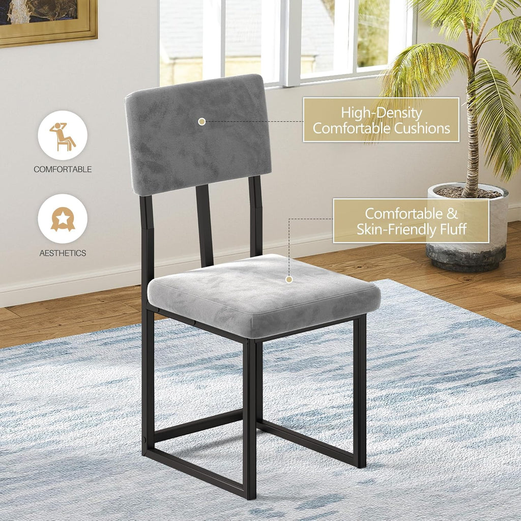 5-Piece Dining Table Set for 4, Modern Faux 47.24" Marble Kitchen Table with 4 Velvet Chairs, Stylish Small Dining Table Set for Apartments & Small Spaces