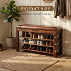 Shoe Rack Bench Entryway Storage with Leather Cushion, 39.4"