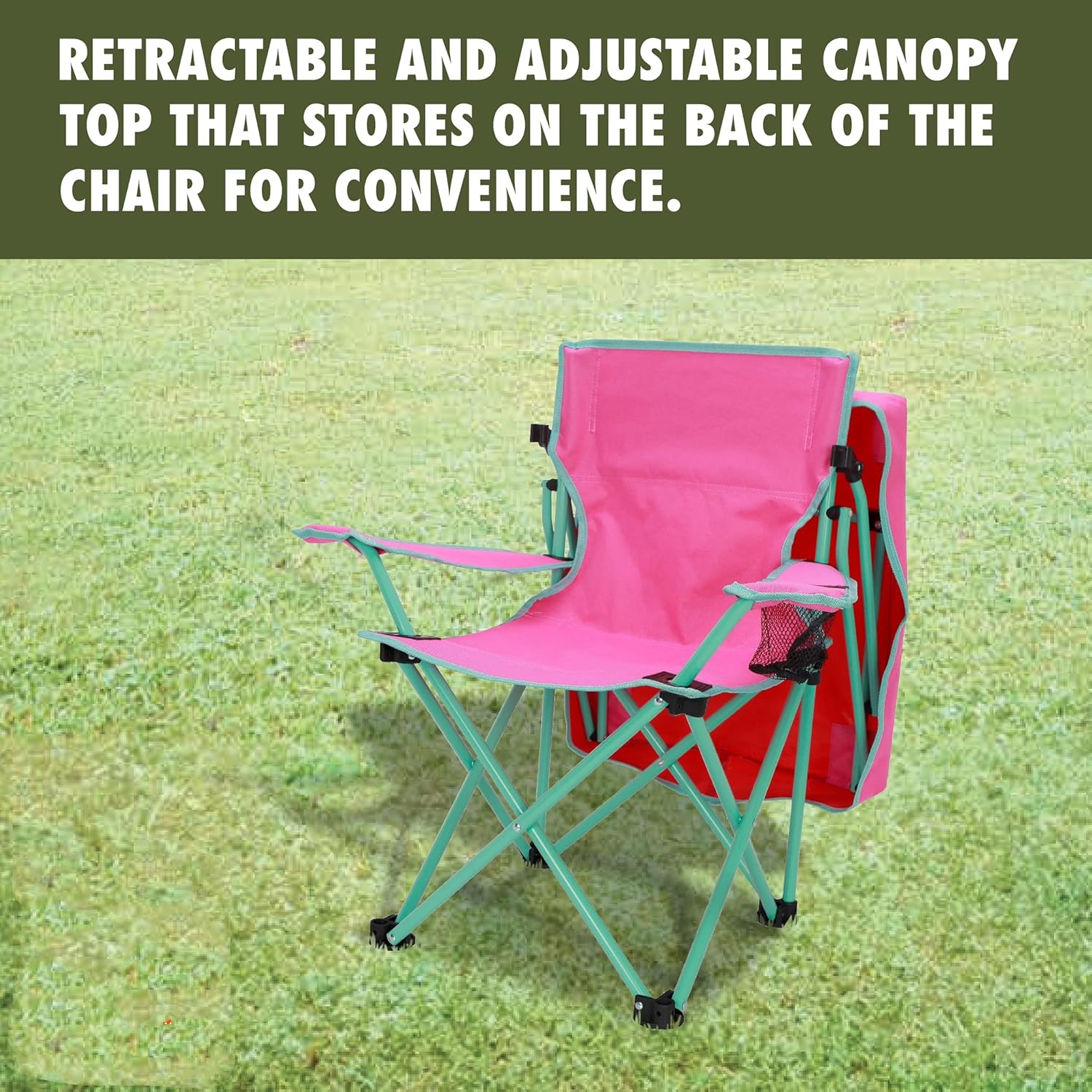 Canopy Chair with Safety Lock, Pink/Green, 125 lb. Capacity