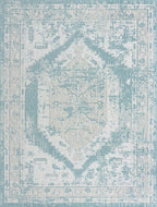 Unique Loom Outdoor Traditional Collection Area Rug - Valeria (10' x 13' 1" Rectangle, Aqua/ Ivory)