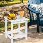 LZRS Patio Side Table, Heavy Duty HDPE Outdoor End Table with Wood Texture, Weatherproof Composite Table for Adirondack Chairs, Deck, Pool, Indoor/Outdoor, No Peeling or Cracking(White)