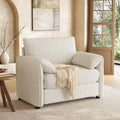 ONBRILL Oversized Accent Chair, 41 Inch Chenille Fabric Armchair, Beige | Comfy Single Sofa Chair with Padded Arms, Pocket Spring Cushion, Modern Reading Chair for Living Room, Bedroom, Apartment