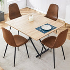 Space Saving Folding Dining Table, Adjustable Height Foldable Coffee Table with Wooden Tabletop and Metal Legs, Small Transformer Kitchen Table for Apartment, Living Room, Dining Room