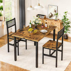 3 Piece Dining Table Set for 2, Small Wooden Kitchen Table Set with Chairs, Space Saving Breakfast Nook Table and Chairs Set of 2, Modern Dinette Set for Dining Room, Apartment, Small Space, Brown