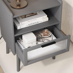 MMEOLUOOK Nightstand with Charging Station, Bedside Tables Set of 2, End Table Side Table with 2 Tiers Storage Space, for Bedroom, Living Room, Grey MLBZ07ZEV-2