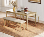 WAMPAT Farmhouse Dining Bench with Solid Wood Legs for Dining Room, Oak | Kitchen Benches with Padded Seat, Upholstered End of Bed Bench for Bedroom, Wooden Entryway Benches for Hallway, 52 Inch