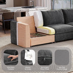 Ihanherry 146" Oversized Modular Sectional Sofa, Modern V Shaped Cloud Couch with 2 Storage Ottoman, 8-Seat Comfy Chenille Deep Seat Sofa with 2 Pillows for Living Room, Grey