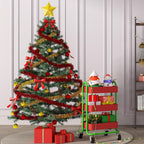 Metal Rolling Cart,3-Tier Metal Rolling Cart with Wheels,3 Tier Utility Cart with Wheels for Office,Home,Kitchen,Garden（13.4"x18.1"x31"） Red+Green