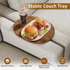 Asgolion Couch Tray Insert for Middle, 15.75"x12.6" Wood Sofa Tray, Folding Couch Armrest Table Fit Armless Couch/Sectional, for Drink Snacks Phone Remote Holder, Walnut