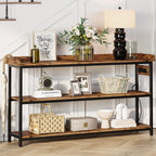 IRONCK Console Table with Power Outlet, One Piece Top, Sofa Table 55" | Entryway Table with Storage, Narrow Hallway Table for Entryway, Living Room, Foyer, Height Adjustable, Easy Assembly