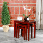 3-Piece Cherry Nesting Table Set with Tapered Legs and Carved Details | Three-piece nesting tables with tapered legs and carved details