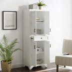 Crosley Furniture Tara Pantry Storage Cabinet with Shelves, Kitchen, Dining, or Laundry Room, Distressed White