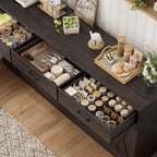 HOSTACK 71"W Farmhouse Kitchen Sideboard Buffet Cabinet with Storage, Brown