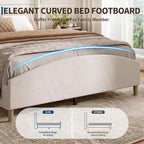Queen Size Bed Frame,Upholstered Platform Bed,Wingback Headboard
