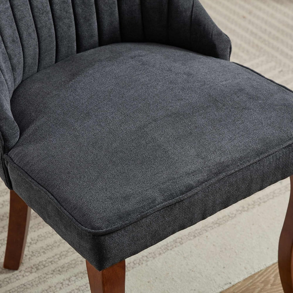 LKTART Upholstered Dining Chairs Set of 2, Solid Wood Kitchen Dining Room Chairs with Thicken Padded and Nailhead Trim for Home Kitchen Bedroom Black