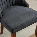 LKTART Upholstered Dining Chairs Set of 2, Solid Wood Kitchen Dining Room Chairs with Thicken Padded and Nailhead Trim for Home Kitchen Bedroom Black