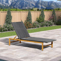 PURPLE LEAF 1 Piece French Patio Chaise Lounge Rattan Teak Frame, Black | Weatherproof Handwoven Wicker, Aluminum Frame, 5 Adjustable Positions, Non-Slip Pads, 440 lbs Capacity, For Poolside, Garden