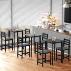 27.5 inch Bar Table and Chairs Set, Solid Wood Bar Height Pub Table and Chairs Set of 4, Counter Height Table Set, Square High Top Table and Chairs Set for Dining Room