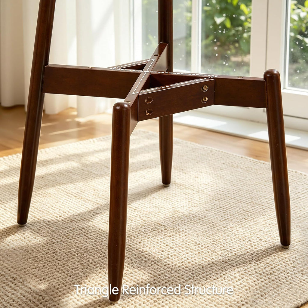 SUBRTEX Dining Chairs Set of 4,Upholstered Dining Room Chairs with Curved Backrest & Solid Wood Legs, Mid Century Modern Farmhouse Kitchen Chairs, Oatmeal & Walnut Legs