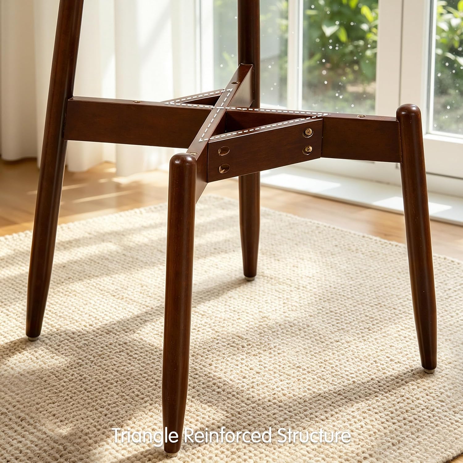 SUBRTEX Dining Chairs Set of 4,Upholstered Dining Room Chairs with Curved Backrest & Solid Wood Legs, Mid Century Modern Farmhouse Kitchen Chairs, Oatmeal & Walnut Legs
