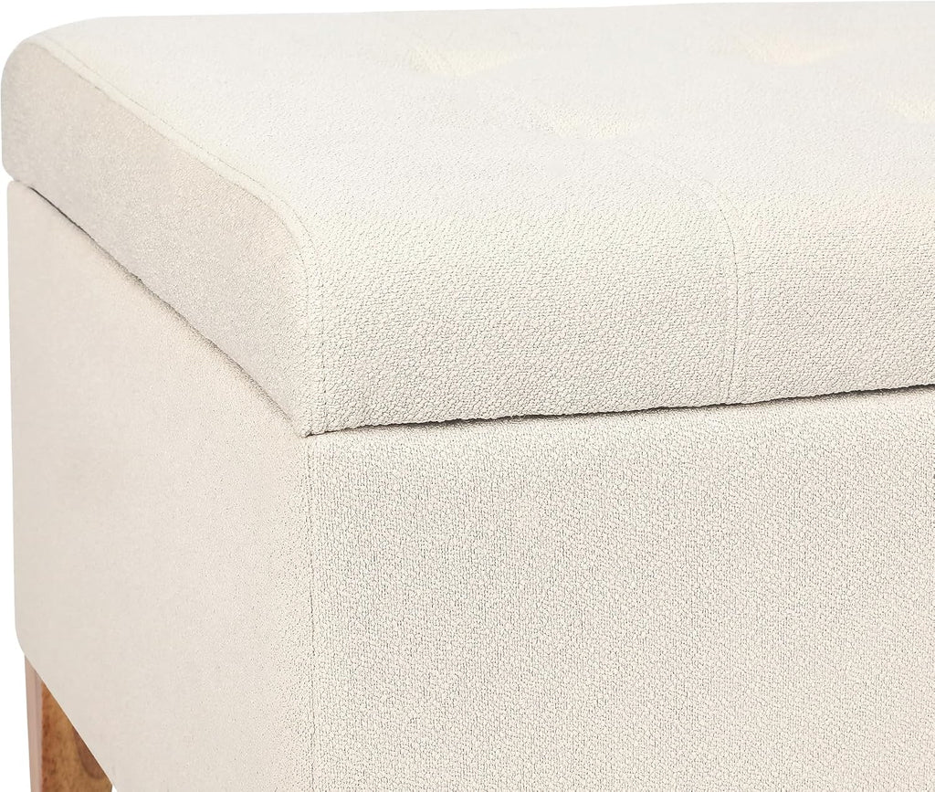 Asense Storage Ottoman Bench with Hinged Lid, Ottoman with Storage Footstool for Living Room & Entryway, End of Bed Bench for Bedroom