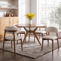 Mid Century Modern Dining Chairs Set of 4, Farmhouse Wooden Fabric Upholstered Kitchen Chairs with Curve Back, Dining Room Chairs for Living Room Restaurant Cafe with Brown Legs, Camel