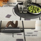 Benkyo 2 Tier Black Metal Round Side Table Tiered Two Shelf Storage Coffee Sofa End Table for Living Room and Bedroom,Black