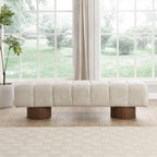 Christopher Knight Home Manila 64" Upholstered Ottoman Bench, Rectangular Dining Seat, Spacious Seating, Long Footstool, Boucle Dining Bench for Living Room Dining Room, No Assembly Needed, Beige