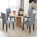 GOFLAME Upholstered Dining Chairs Set of 4, Fabric Kitchen Chairs with Padded Seat, Tilt Backrest, Rubber Wood Legs, Armless Side Chairs for Dining Room, Living Room, Restaurant, Light Gray