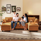 Ihanherry 107" Modular Sectional Cloud Sofa, U Shaped 6 Seat Chenille Couch with Movable Ottoman and 48" Deep Seat, Convertible Couches for Living Room, Orange