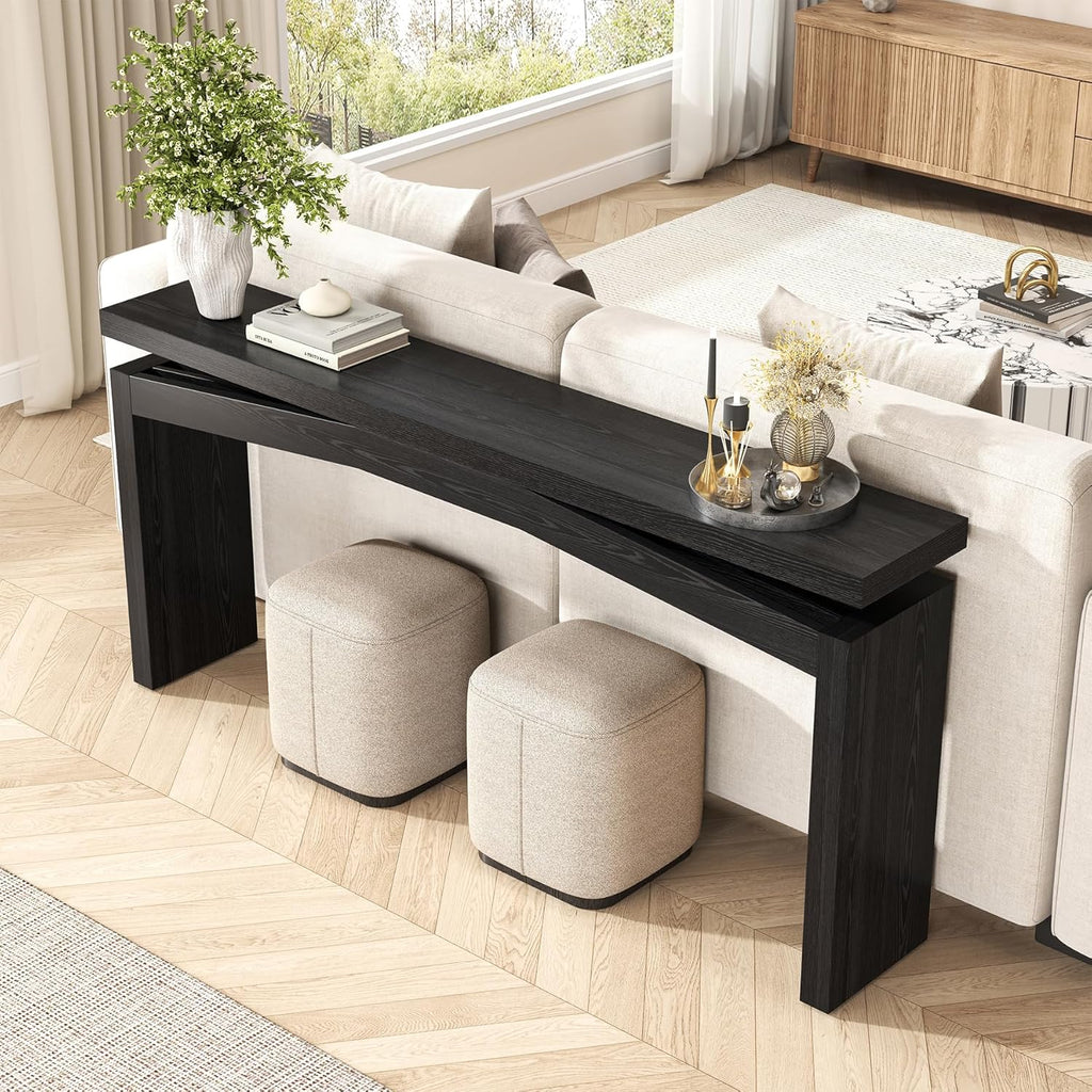 Epecoya 63-Inch Black Console Tables for Entryway Mid Century | Wooden Sofa Table Behind Couch, Entryway Console Tables for Living Room, Entry Way, Hallway