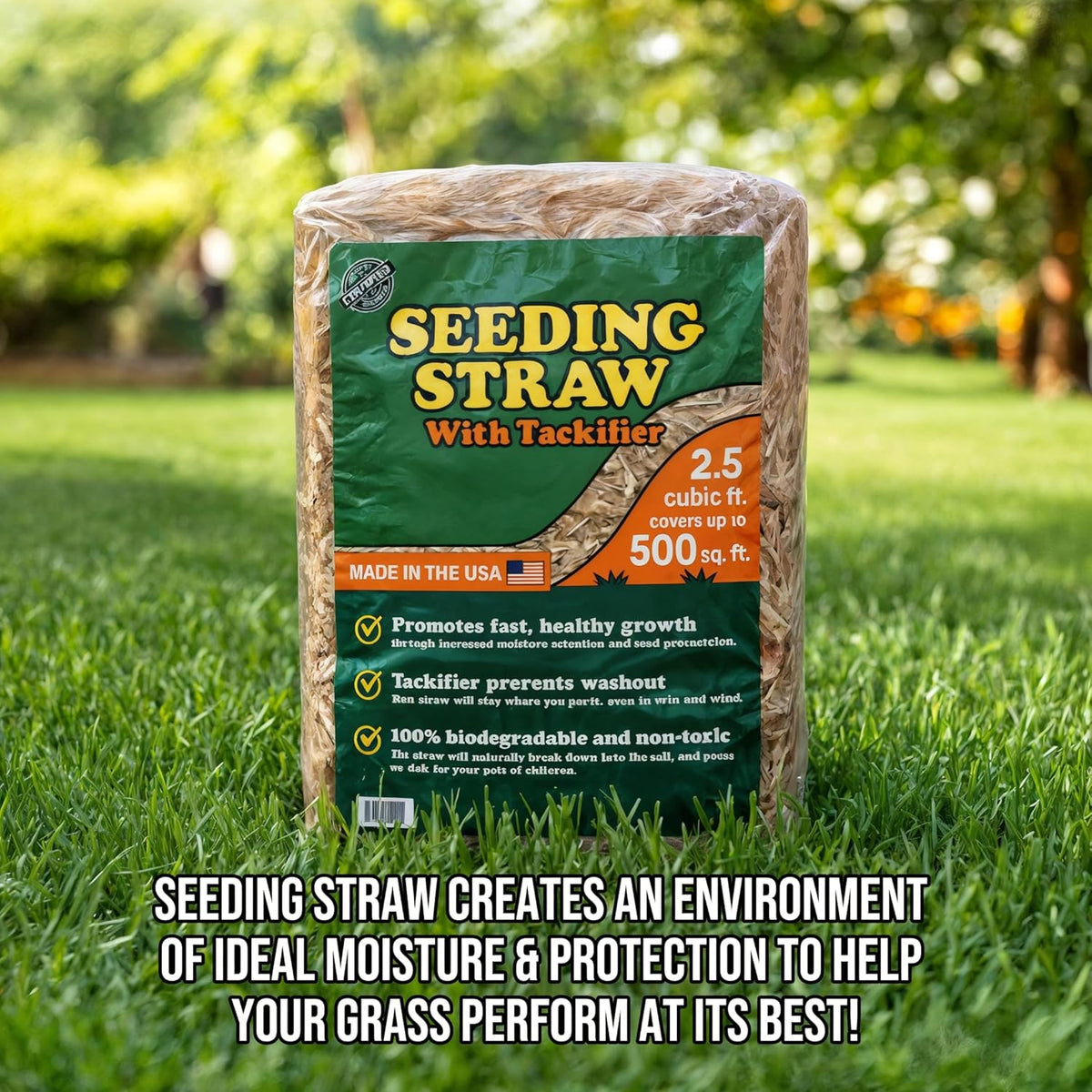 Seeding Straw with Tackifier, 2.5 cu ft (Covers up to 500 Square Feet)