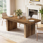 63" Solid Wood Dining Table for 4-6 People, Farmhouse Rectangle Kitchen Dinner Table with Wooden Heavy-Duty Legs for Dining Room, Kitchen, Simple Style & Easy Assembly (Dark Brown)