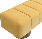 Merax 50" Upholstered Chenille Dining Bench Entryway End of Bed Ottoman Bench for Living Room Bedroom Dining Room, Wood Leg, Bear 300 LBS, No-Assembly (Yellow)