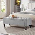 50" W Storage Ottoman Bench with Safety Hinge, Load up to 660 lb Ottoman with Storage, Upholstered Tufted Entryway Bench with Seating for Living Room, Bedroom, Light Gray