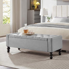 50" W Storage Ottoman Bench with Safety Hinge, Load up to 660 lb Ottoman with Storage, Upholstered Tufted Entryway Bench with Seating for Living Room, Bedroom, Light Gray