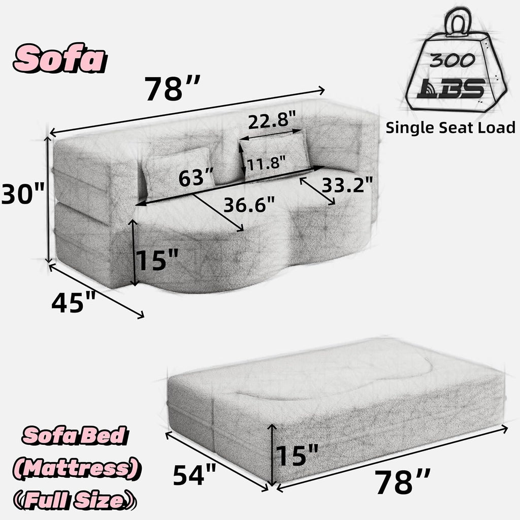 Black Modern Sleeper Sofa - Foam Filled & Assembly Free