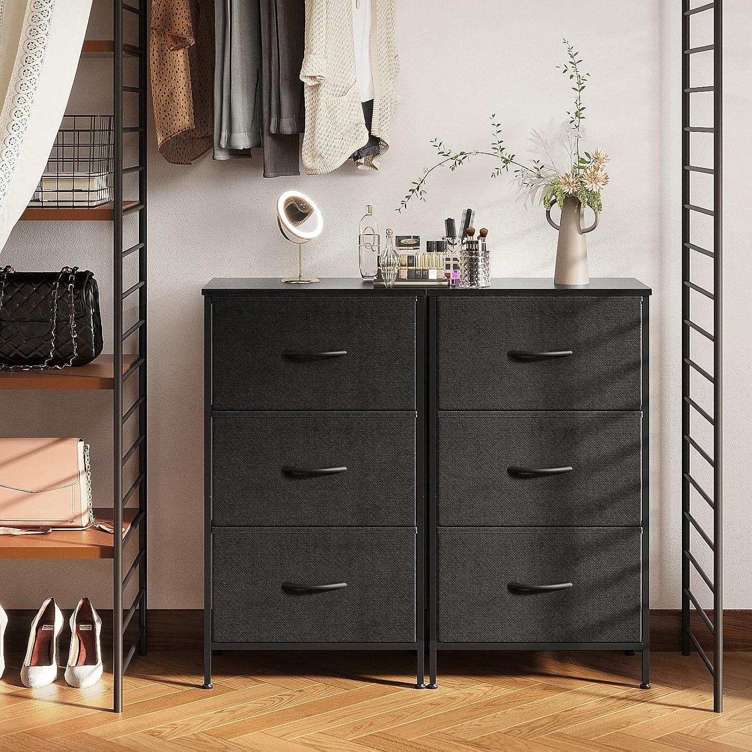 AODK Small Dresser for Bedroom Nightstand with 3 Storage Drawers, Black | Chest of Drawers End Table for Living Room, Closet Dresser with 3 Storage Drawers Organizer Clothes