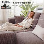 109" Modular Sectional Sofa with Ottoman - L Shaped Oversized Deep Seat Cloud Couch for Living Room, Corduroy Fabric, No Assembly Required (Brown, 1 Ottoman)