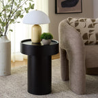 SAFAVIEH Home Collection - Avony Modern Side Table, Black Metal Round Pedestal Accent Table, Fully Assembled (ACC5505A)