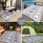 HiiARug Outdoor Rug for Patios Clearance 9'x12' Outdoor Plastic Straw Rug Waterproof Patio Camping Rug Reversible RV Mat Outdoor Area Rugs for Outdoors, RV, Patio, Backyard, Deck, Camping