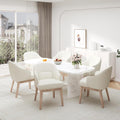 MALOL Dining Chairs Set of 6 with Lumbar Support,Fabric Upholstered Kitchen Chairs with Wooden Legs,Beige