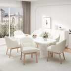 MALOL Dining Chairs Set of 6 with Lumbar Support,Fabric Upholstered Kitchen Chairs with Wooden Legs,Beige