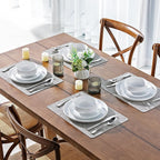 GBHOME Ceramic Dinnerware Sets, 12 Pieces Stoneware Dinnerware Set, Plates and Bowls Sets, Dishwasher & Microwave Safe Dishes | Service for 4 -White