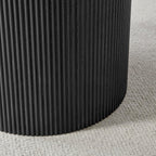 Furniturebox UK Dining Table - 'Penrose' Black 120cm 4-6 Seat Round Wooden Pedestal Dining Table - Melamine Veneer - Slatted Wood Pillar Leg - Modern Scandi Japanese Style Dining Furniture (Black)