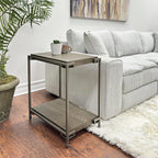 3-Piece Metal Frame Wood Coffee Table Set with Chairside Tables | Aged graphite finish with metal and wood construction