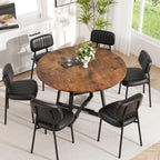 47 Inch Round Dining Table for 4-6 People,Modern Circle Dining Room Table Kitchen Table with Metal Legs for Dining Room,Kitchen,Vintage(Table Only)